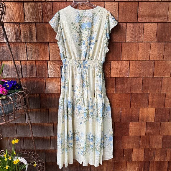 TAYLOR Vintage Style Floral V-Neck Flutter Sleeve Fit & Flare Dress Women's 16 - Picture 9 of 13